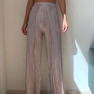NASTY GAL Silver Flowy Pants Size S